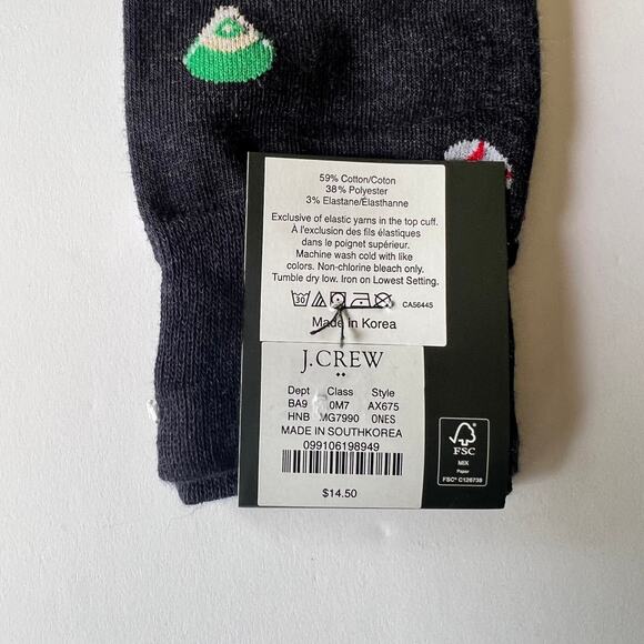 J.Crew Men's Crew Style Socks Baseball Print OS NWT - Picture 6 of 6
